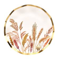 Harvest Wheat Salad Paper Plates, 8 Per Pack