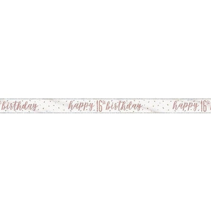 1 9Ft Glitz Rose Gold Foil Banner " Happy 16Th Birthday"