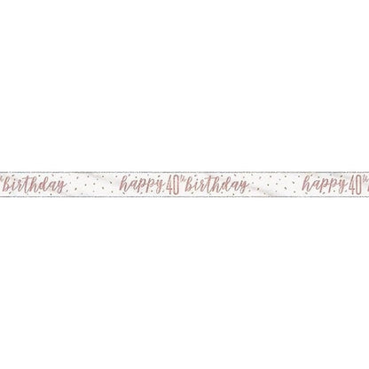 1 9Ft Glitz Rose Gold Foil Banner " Happy 40Th Birthday"