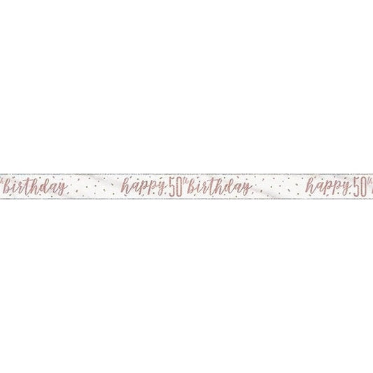 1 9Ft Glitz Rose Gold Foil Banner " Happy 50Th Birthday"