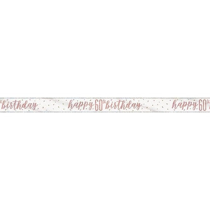 1 9Ft Glitz Rose Gold Foil Banner " Happy 60Th Birthday"