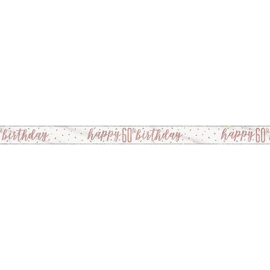 1 9Ft Glitz Rose Gold Foil Banner " Happy 60Th Birthday"