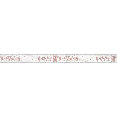 1 9Ft Glitz Rose Gold Foil Banner " Happy 60Th Birthday"