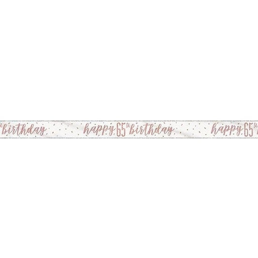 1 9Ft Glitz Rose Gold Foil Banner " Happy 65Th Birthday"