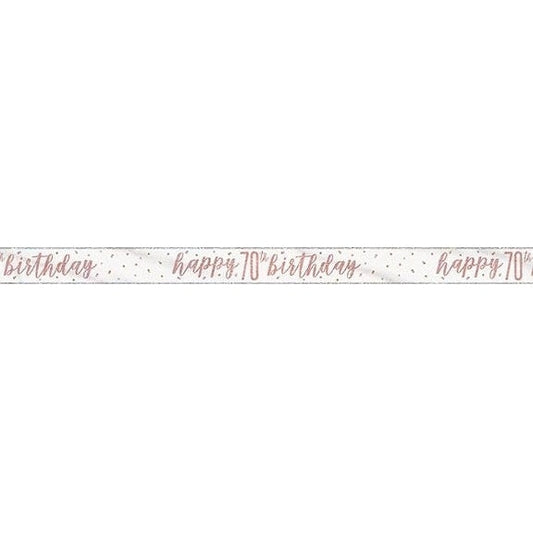 1 9Ft Glitz Rose Gold Foil Banner " Happy 70Th Birthday"