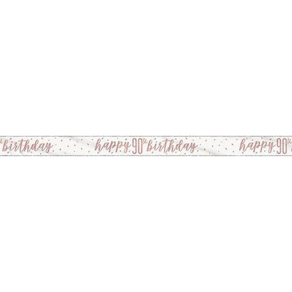 1 9Ft Glitz Rose Gold Foil Banner " Happy 90Th Birthday"