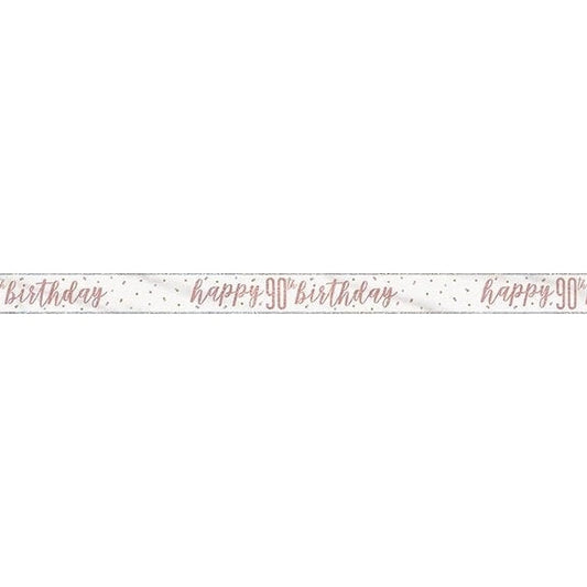 1 9Ft Glitz Rose Gold Foil Banner " Happy 90Th Birthday"