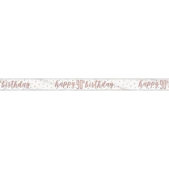 1 9Ft Glitz Rose Gold Foil Banner " Happy 90Th Birthday"