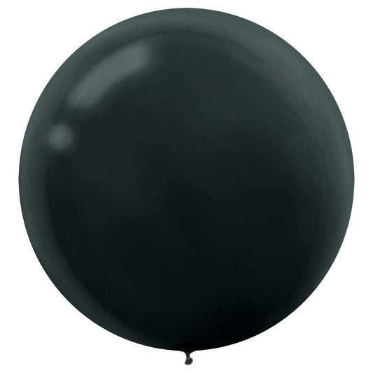 24" Round Latex Balloons - Black 4 Count
