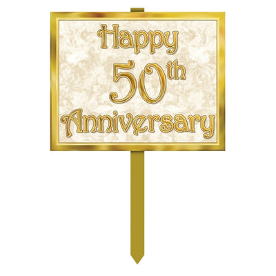 50Th Anniversary Lawn Yard Sign Printed 2 Sides; Attached To 24 Pine Stake