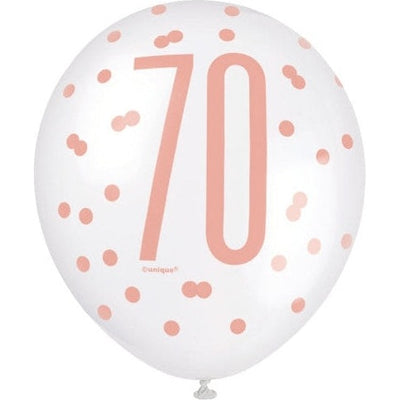 6 12" Rose Gold Latex Balloons 70