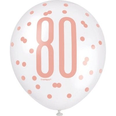 6 12" Rose Gold Latex Balloons 80