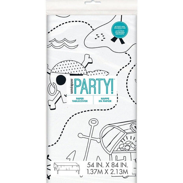 Ahoy Pirate Coloring Paper Table Cover, 54" X 84"