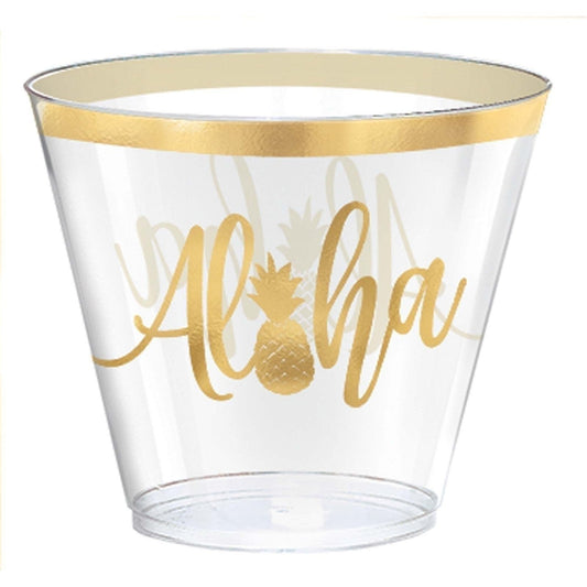 Aloha Hot-Stamped Plastic Tumblers, 9 Oz.