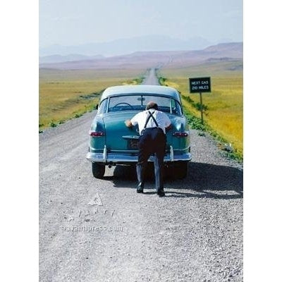 Avanti Old Man Pushing Car Birthday Greeting Card