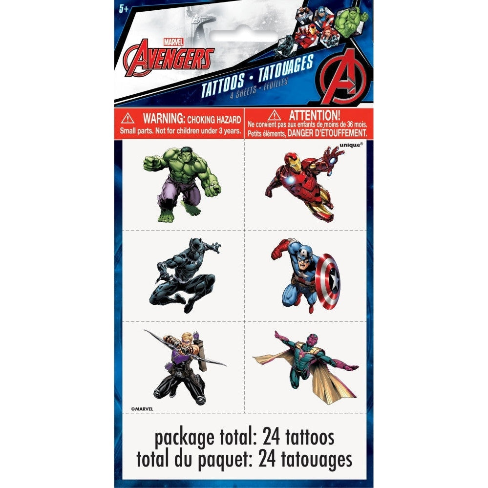Avengers Color Tattoo Sheets, 4 Count