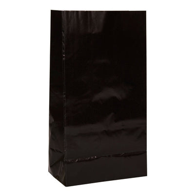 Black Paper Party Bags, 12 Count