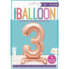 Rose Gold Number Shaped Standing Foil Balloon 30" 3