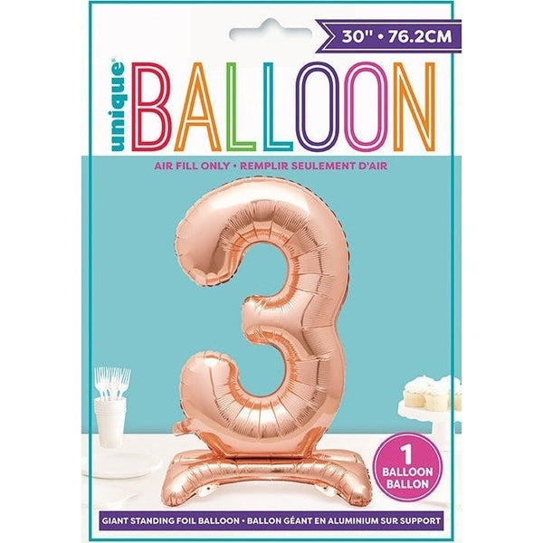 Rose Gold Number Shaped Standing Foil Balloon 30" 3