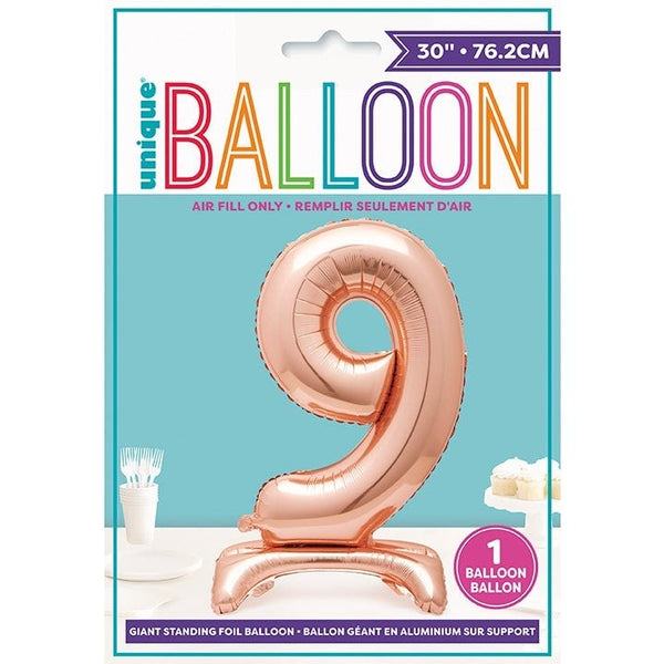 Rose Gold Number Shaped Standing Foil Balloon 30" 9