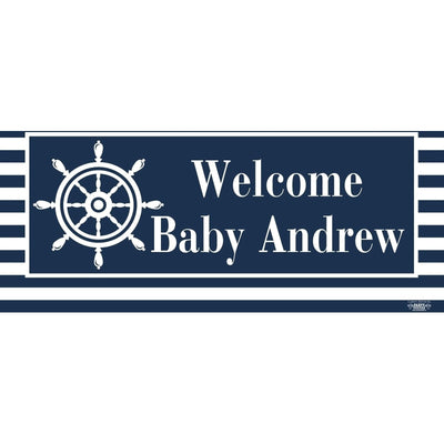 Banner - Custom Deluxe Baby Shower Blue Sailor