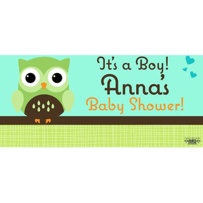 Banner - Custom Deluxe Baby Shower Green Owl