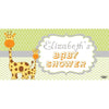 Banner - Custom Deluxe Baby Shower Green Zig Zag & Giraffe