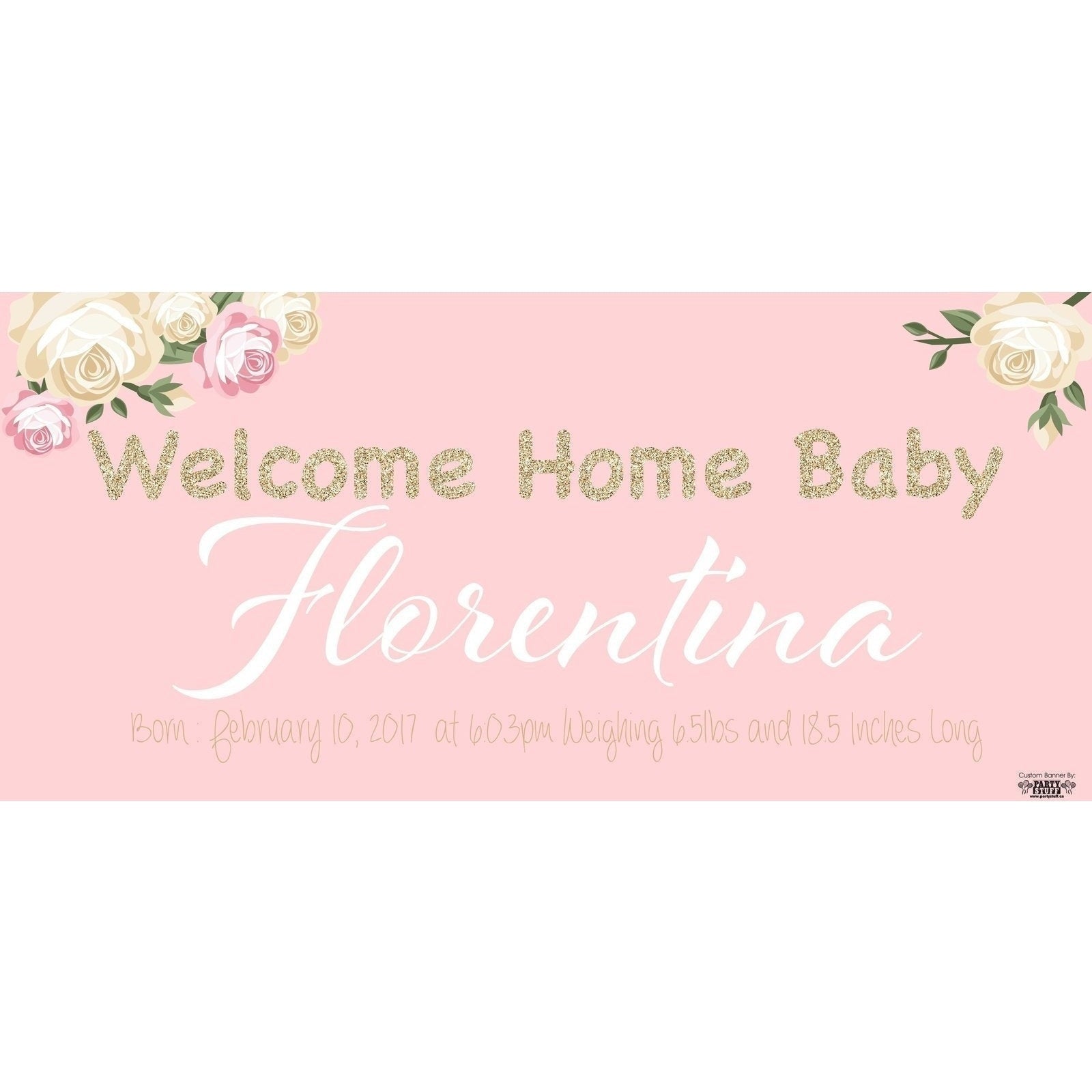 Banner - Custom Deluxe Baby Shower Pink & Gold Sparkle