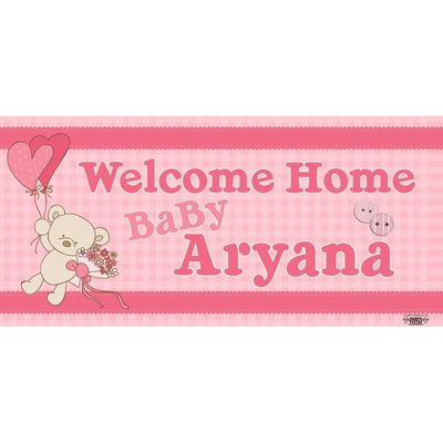 Banner - Custom Deluxe Baby Shower Teddy Bear & Pink