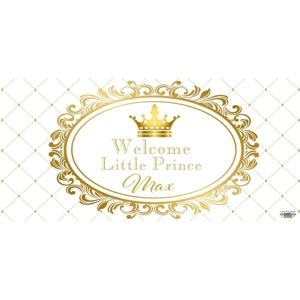 Banner - Custom Deluxe Baby Shower White & Gold Crown