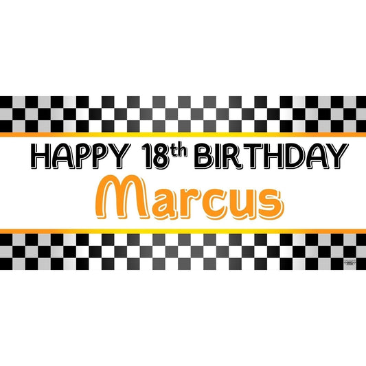 Banner - Custom Deluxe Birthday Checkered Flag