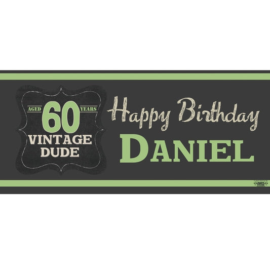 Banner - Custom Deluxe Birthday Green Vintage