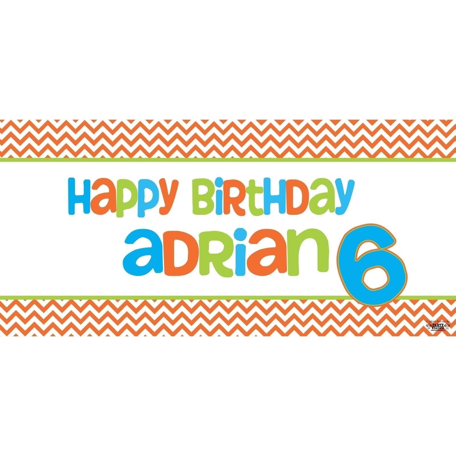 Banner - Custom Deluxe Birthday Orange Zig Zag