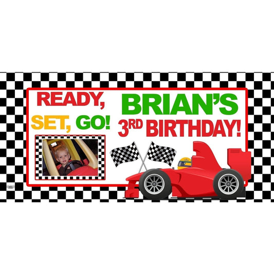 Banner - Custom Deluxe Birthday Race Car With PiCounture