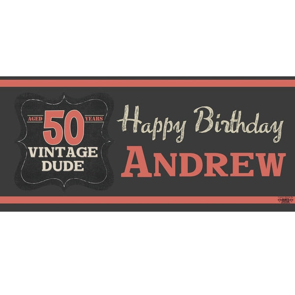 Banner - Custom Deluxe Birthday Red Vintage