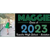 Banner - Custom Deluxe Grad Black Back Green/Blue Glitz With PiCounture