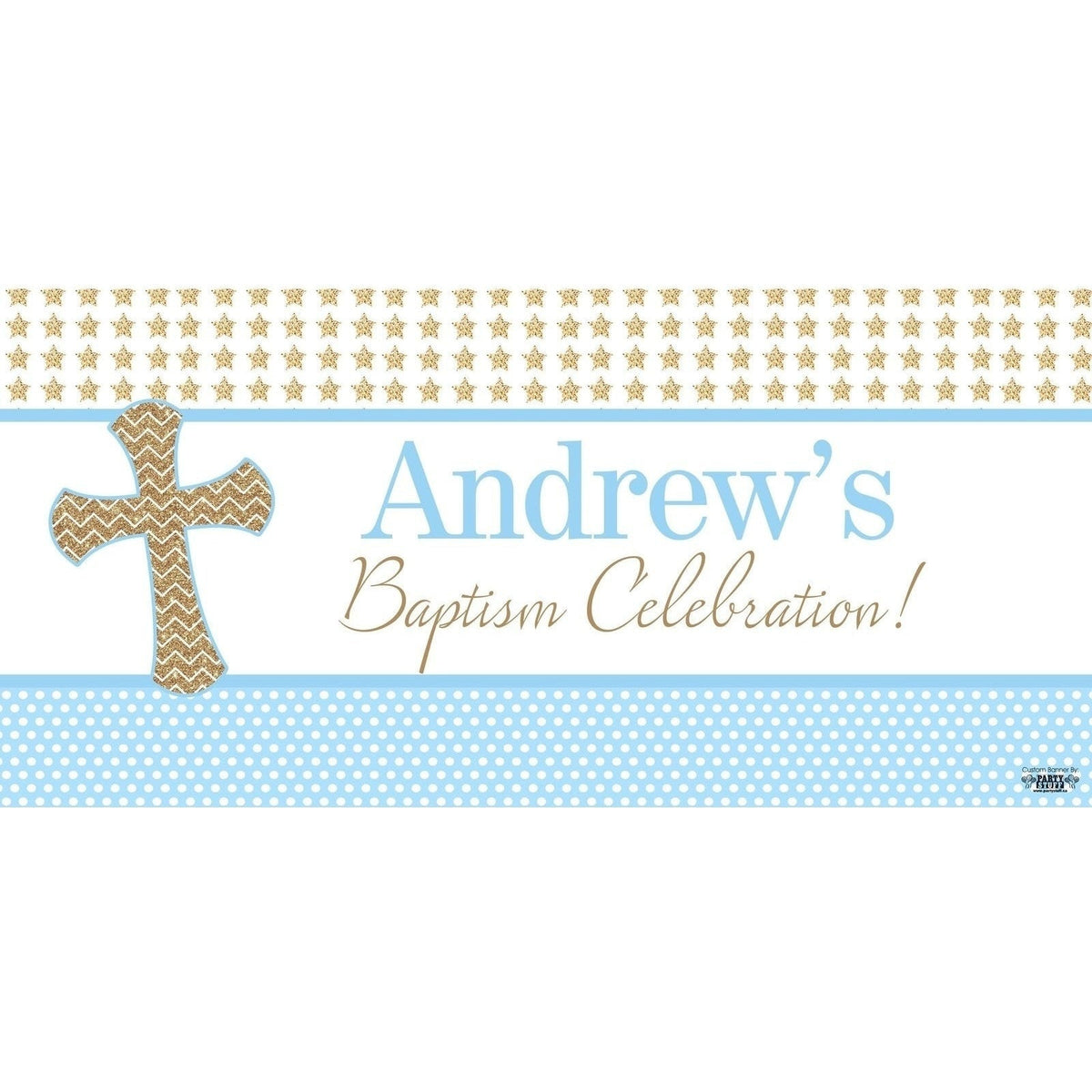 Banner - Custom Deluxe Religious Gold Stars & Blue