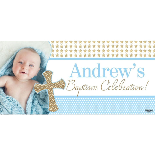 Banner - Custom Deluxe Religious Gold Stars & Blue With PiCounture