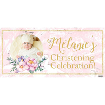 Banner - Custom Deluxe Religious Pink Flowers With PiCounture