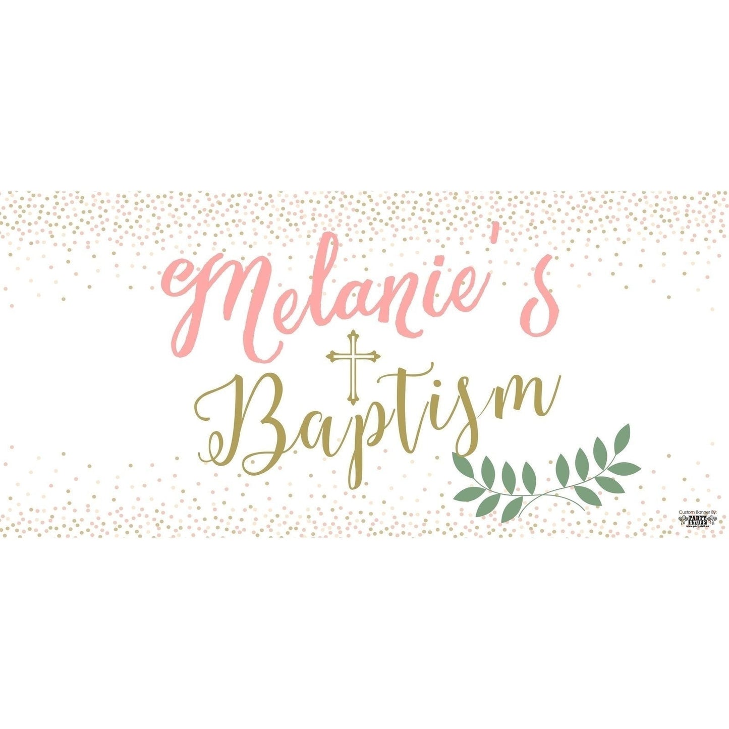 Banner - Custom Deluxe Religious Pink & Gold Dots With Branch