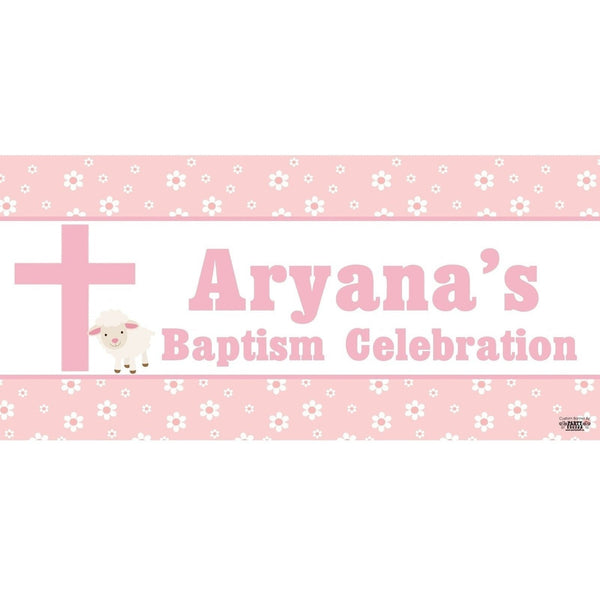 Banner - Custom Deluxe Religious Pink & Sheep