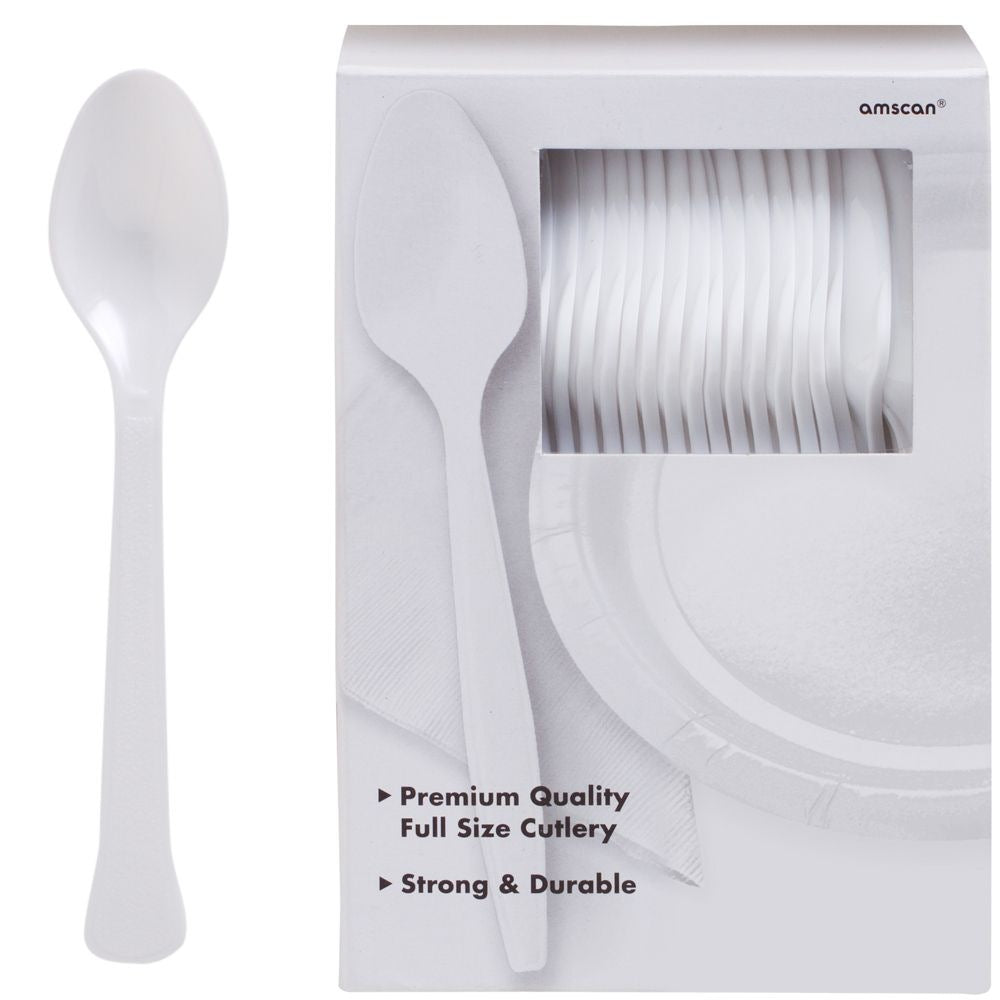 Big Party Pack Frosty White Plastic Spoons