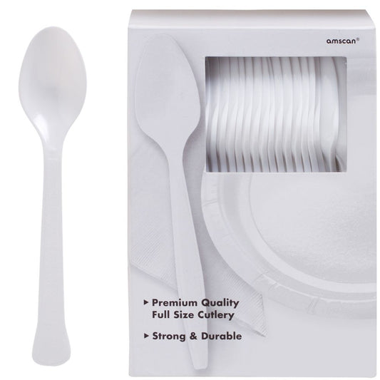 Big Party Pack Frosty White Plastic Spoons