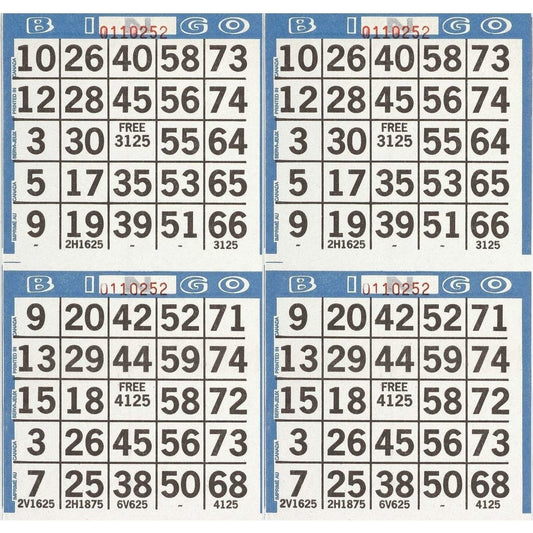 Bingo Sheets - 75 Sheets 4 Games/Sheet = 300 Games