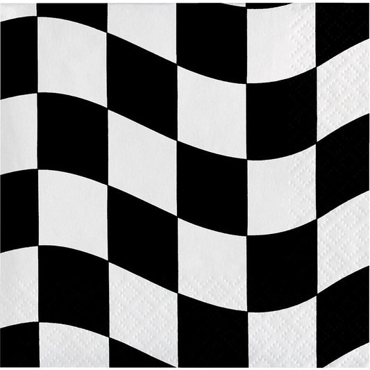 Black And White Check Beverage Napkins