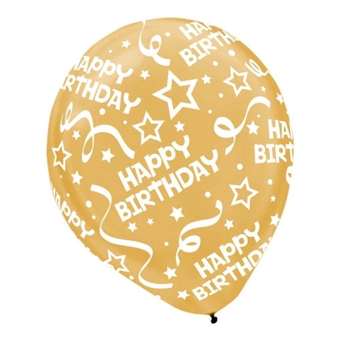 Black, Gold & Silver Birthday Confetti All Over Print Latex Balloon Assortment