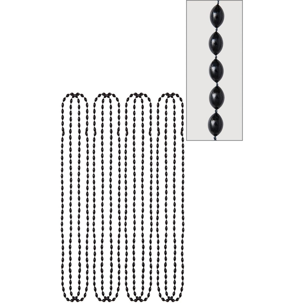 Black Metallic Bead Necklaces 8 Count