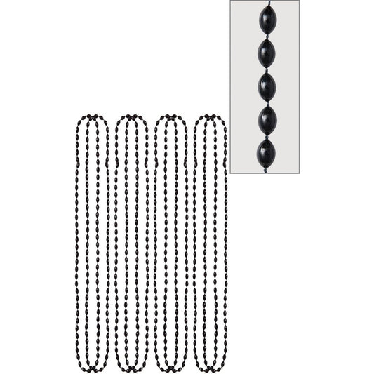 Black Metallic Bead Necklaces 8 Count