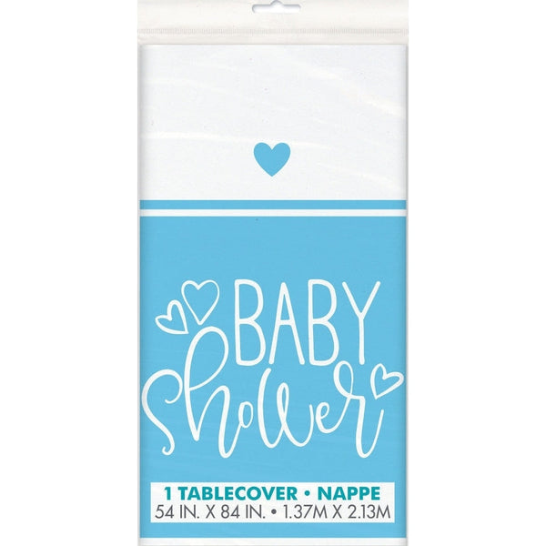 Blue Hearts Baby Shower ReCountangular Plastic Table Cover, 54" X 84"