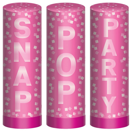 Bright Pink Confetti Poppers, 4"